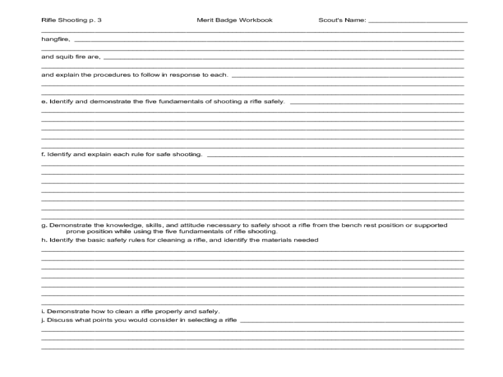 Rifle shooting merit badge worksheet